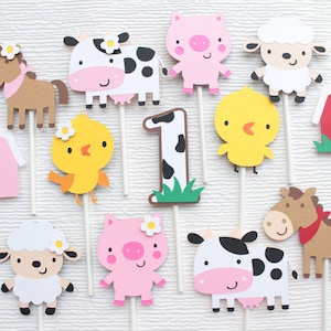 Farm Barnyard Themed Cupcake Toppers