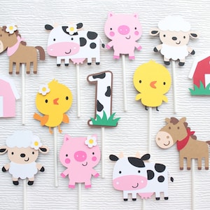 Farm Theme Cupcake Toppers, Baby Shower or Birthday Cupcake Toppers