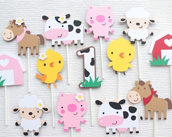 Farm Barnyard Themed Cupcake Toppers