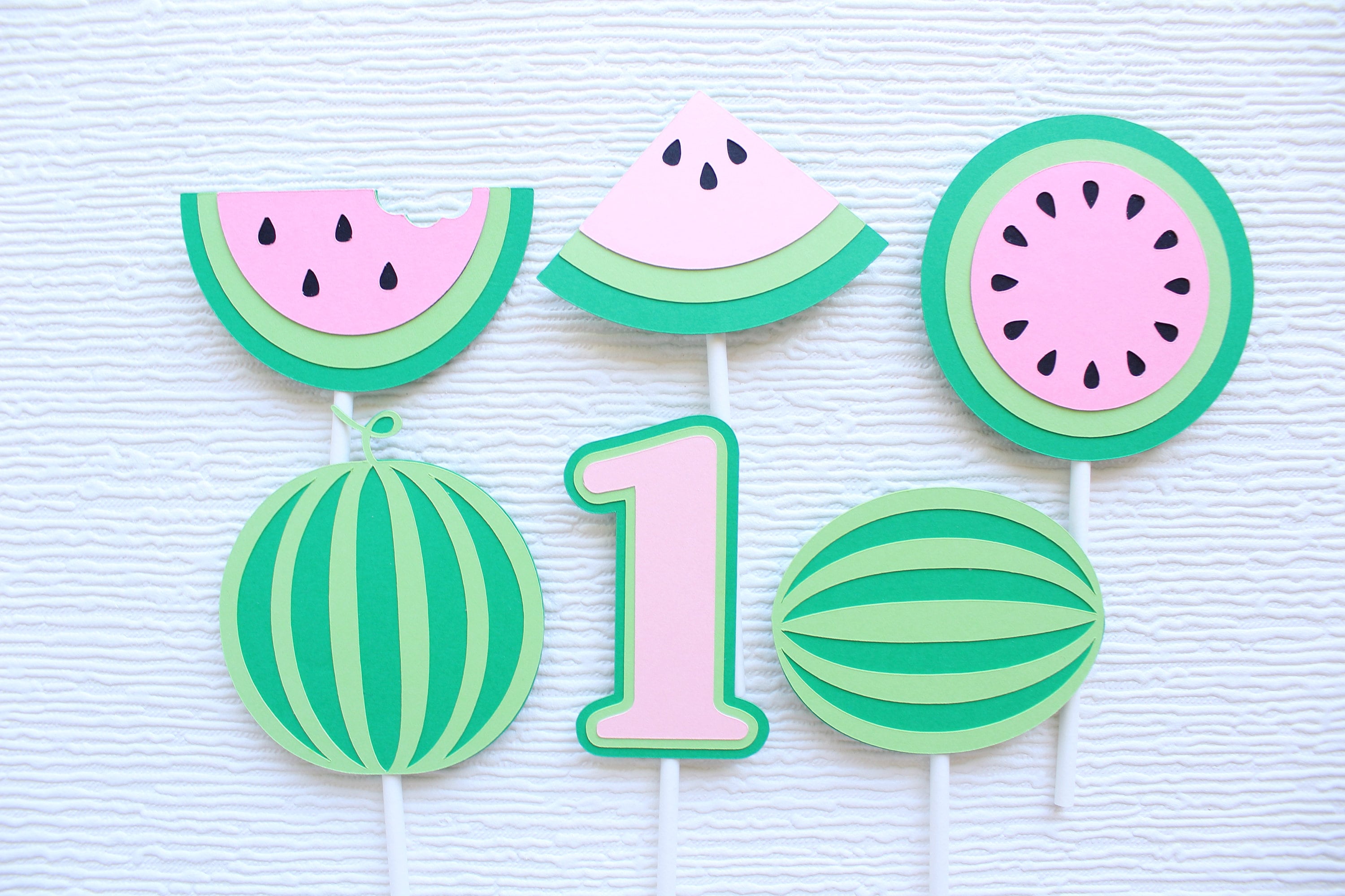 Topper Meilon ANY AGE Watermelon Cupcake Toppers, One in a Melon Birthday, 1st ...