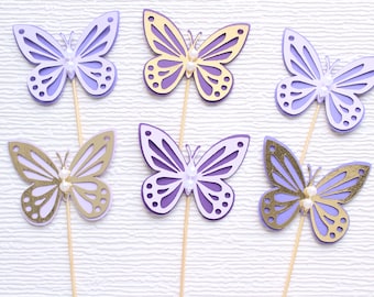 Cupcake Toppers papillon violet