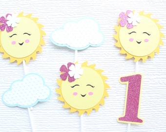 ANY AGE Sunshine Cupcake Toppers, You Are My Sunshine Theme Party