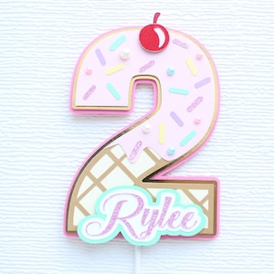 ANY AGE Ice Cream Cake Topper with Name