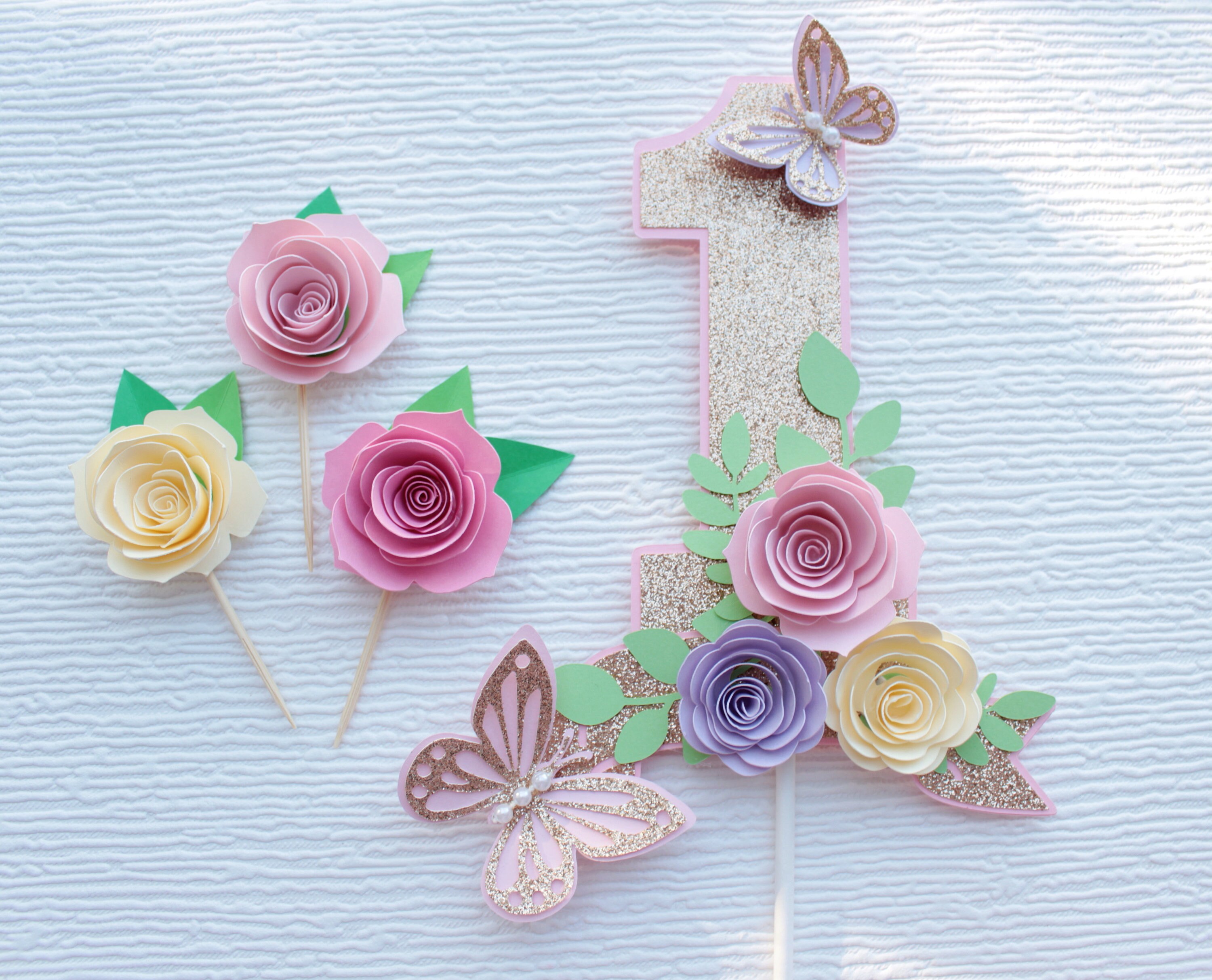 "Butterfly One" High Chair Banner - 1st Birthday Party Decor For Girls, Cake Smash Photo Prop
