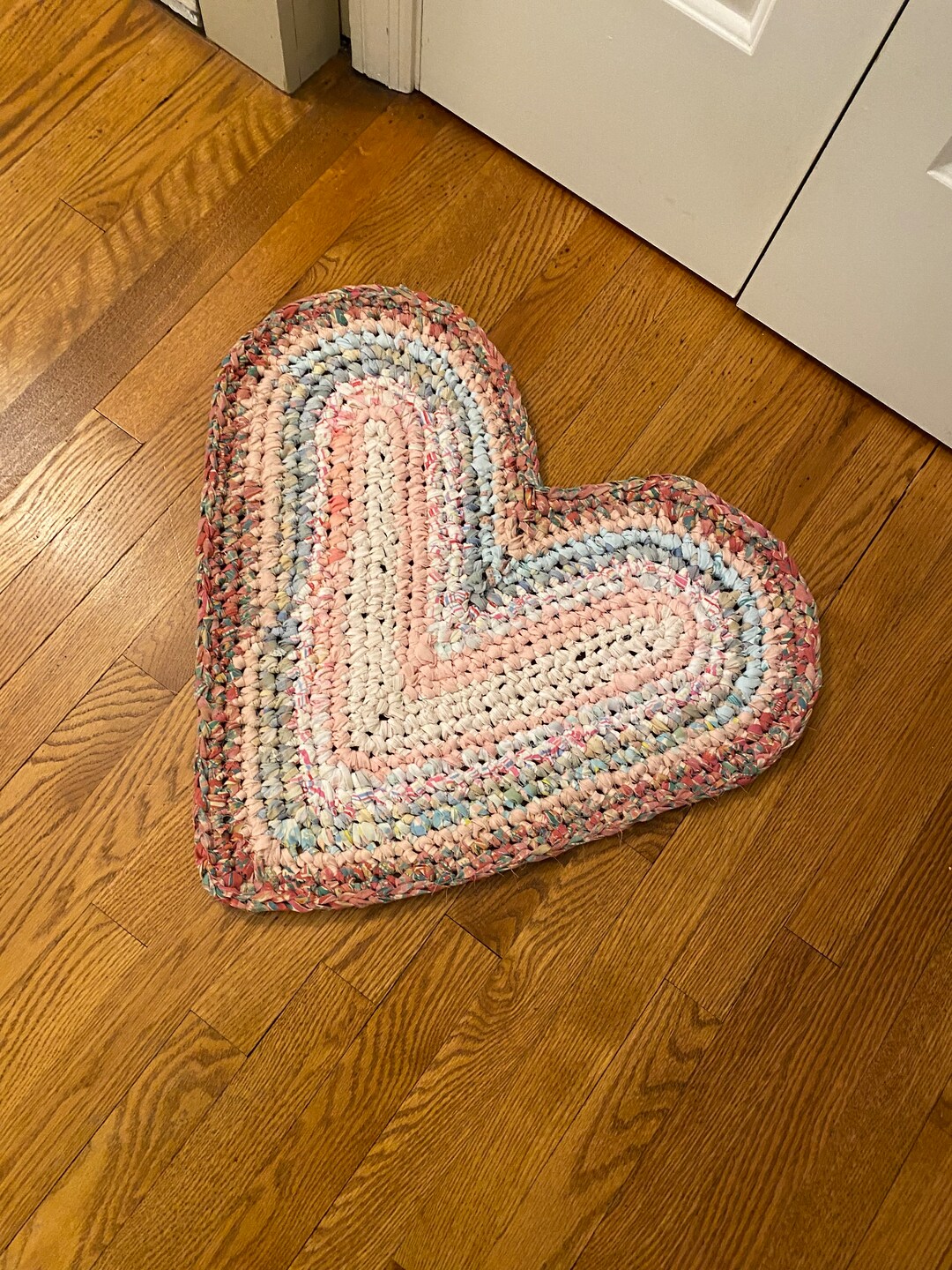 Sustainable, Washable, Cotton, Heart Rag Rug. Handmade With Recycled ...