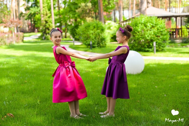 bridesmaid junior holiday dress Flower girl purple summer dress Christmas wedding gown