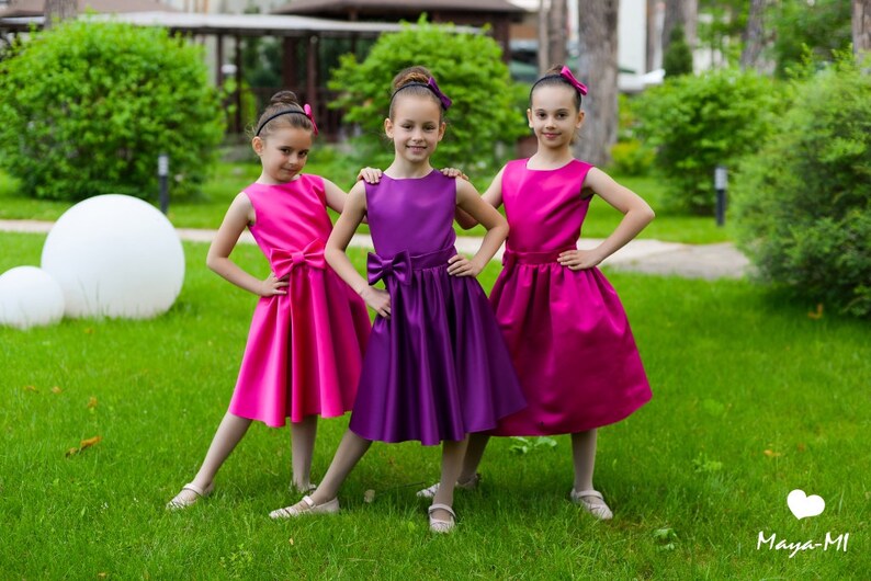 bridesmaid junior holiday dress Flower girl purple summer dress Christmas wedding gown