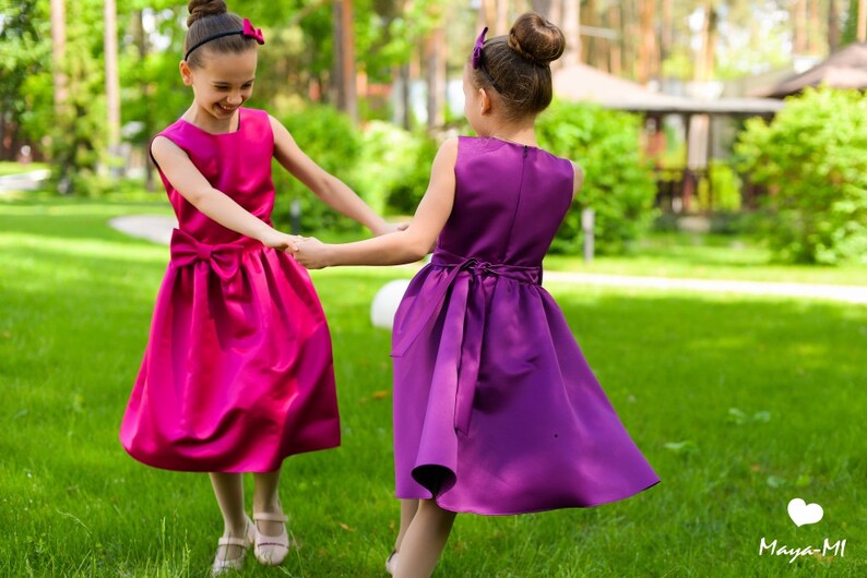 bridesmaid junior holiday dress Flower girl purple summer dress Christmas wedding gown