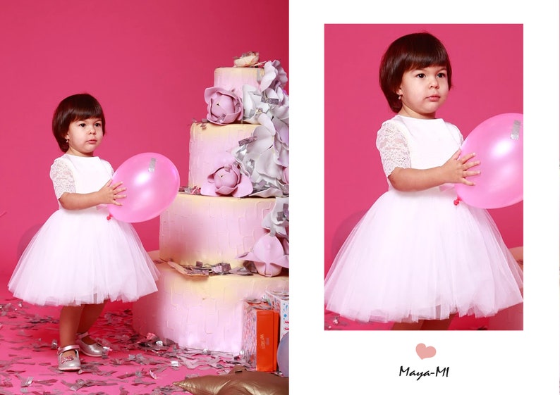 baby outfit toddler fancy dress Ivory tulle dress girl birthday party gown baptism dress