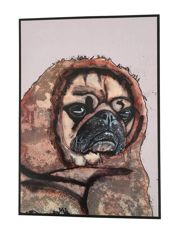 Mops In Einem Teppich Zeichnung Illustration Etsy