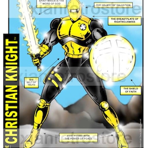 The Christian Knight - The Armor of God - Ephesians 6 - 11x14 Poster - Christian Superhero