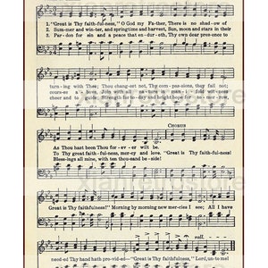 Great is Thy Faithfulness - Christian Hymn - Digital Download - Devotional Inspirational Quote - Song Sheet Music Print Instant Download