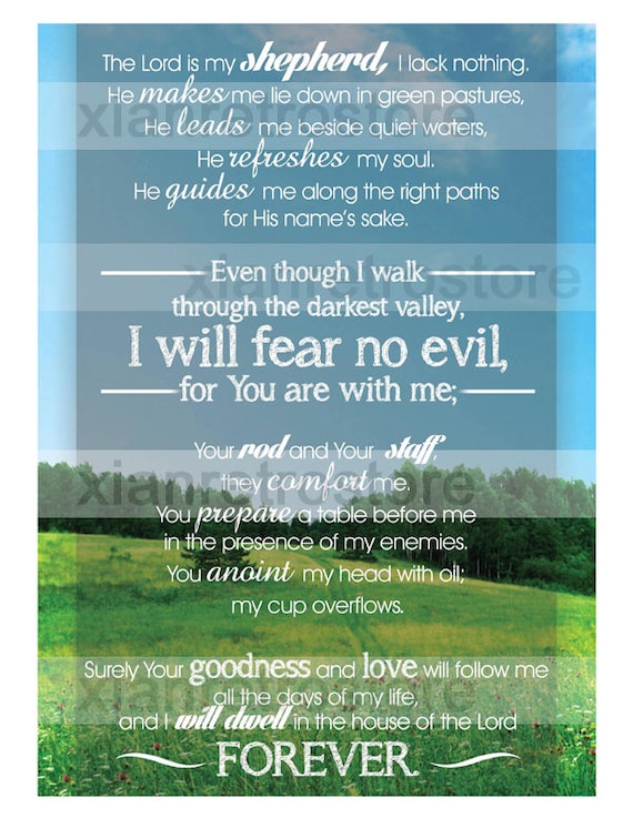 Psalm 23 Black font Wallpaper | Spoonflower