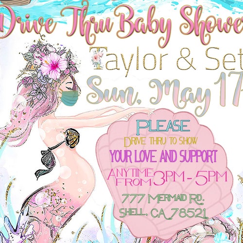 Drive Thru Baby Shower Mermaid Baby Shower Drive Through Etsy