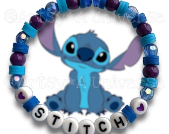 Disney Inspired Collection Bracelets/Glass beads/clay beads- Stitch, Lilo, Lilo & Stitch, 626