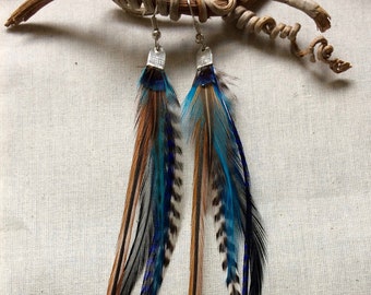 Oorbellen met hangers van natuurlijke veren