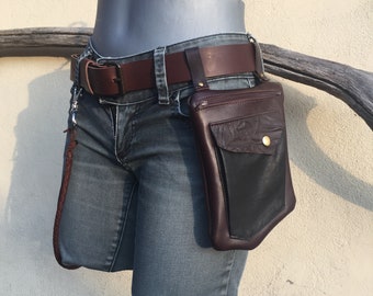 Leather "Amazon" pouch for belt