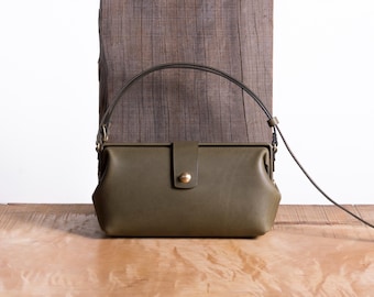 Doctor Bag Style Handbag / PAKA Pochette / Elephant Gray / Shoulder Bag / Purse / handmade / school gift / personalized gift