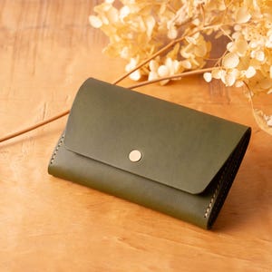 PATAN / Gusseted Card Case / Olive / Perfect for gift / personalized gift / handmade/ school gift / business card holder