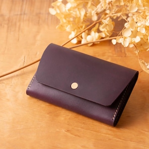 PATAN / Porta-cartões com fole / Ameixa / Perfeito para presente / presente personalizado / feito à mão / presente empresarial / porta-cartões de visita