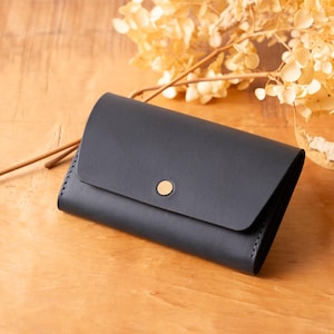 PATAN / Gusseted Card Case / Navy / Perfect for gift / personalized gift / handmade / business gift / business card holder