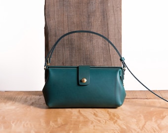 Doctor Bag Style Handbag / PAKA Pochette / Peacock Blue / Shoulder Bag / Purse / handmade / school gift / personalized gift /Perfect gift