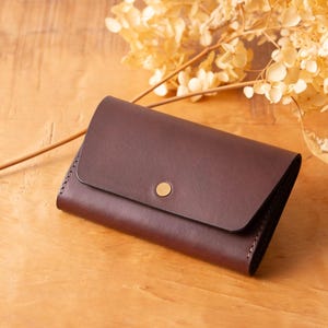 PATAN / Estuche para tarjetas con fuelle / Chocolate / Perfecto para regalo / regalo personalizado / hecho a mano / regalo de empresa / marrón / portatarjetas de presentación