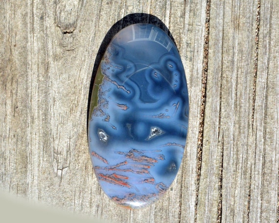 Belle Belle Belle mousse bleu Agate Designer Cabochon ovale forme découpée dans un oeuf de tonnerre, translucide deux Quartz Druzy Patches 47 x 25 x 5,7 mm #8888BMA 85a404 Belle Belle Belle mousse bleu Agate Designer Cabochon ovale forme découpée dans un oeuf de tonnerre, translucide deux Quartz Druzy Patches 47 x 25 x 5,7 mm #8888BMA 85a404
