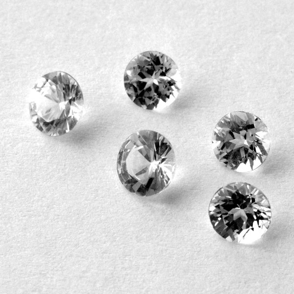 White Sapphires Various Sizes In Round Brilliant Cuts September Birthstone, 4.0 to 5.5 mm, See Quantities and Pricing In Description Below