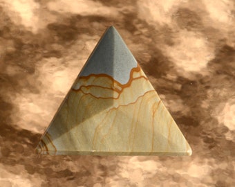 Cripple Creek Jasper Triangular Shape Designer Cabochon Facetted top Blue and Brown Colors Polished Back 28.7 x 28.3 x 5.7     #4231CCJ