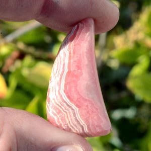 Rhodochrosite Free Form Hand Cut Cabochon Polished Back 35 x 14.6 x 4.5 mm    #8024RHO
