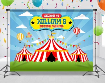Carnival Theme Birthday Backdrop, Circus Carnival party, Circus Party Banner, Carnivals background, Custom, Photo Props, Any Size Banner