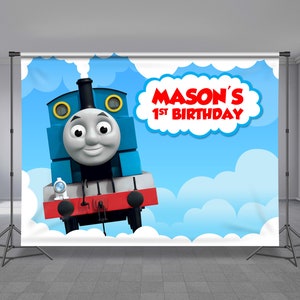 Kids Train Birthday Backdrop, Personalized Banner, Train Party Theme, Editable Background, Supplies, Photo Booth, Any Size Banner