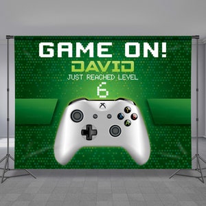 Video Game White Controller Birthday Backdrop, Game Zone, Joystick Theme, Digital Technology, Custom Colors, Photo Booth, Any Size Banner
