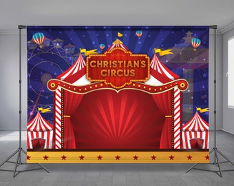 Circus Carnival Birthday Backdrop, Circus Tent, Carnivals park background, Custom, Photo Props, Party Theme, Carousel, Any Size Banner