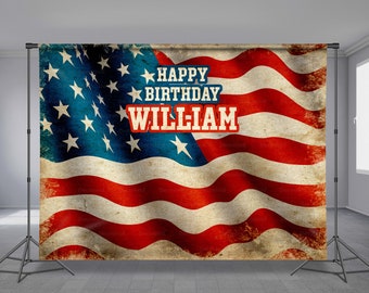 USA Flag Backdrop, American Flag, July 4th Birthday Party, Independence Day Party, Personalized, Photo Props, Custom Theme, Any Size Banner