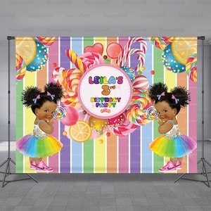 Candy Birthday Backdrop, Princess, Candy Land, Sweet Baby Shower, Candy Bar, Party Decoration, Photo Booth, Colorful Theme, Any Size Banner