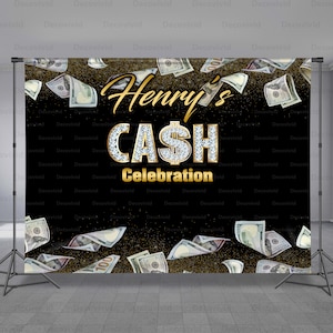 Money Birthday Backdrop, Cash Backdrop, Step and Repeat, Dollars, Sweet 16, Add Your Photo, Any Occasion, Photo Booth, Any Size Banner