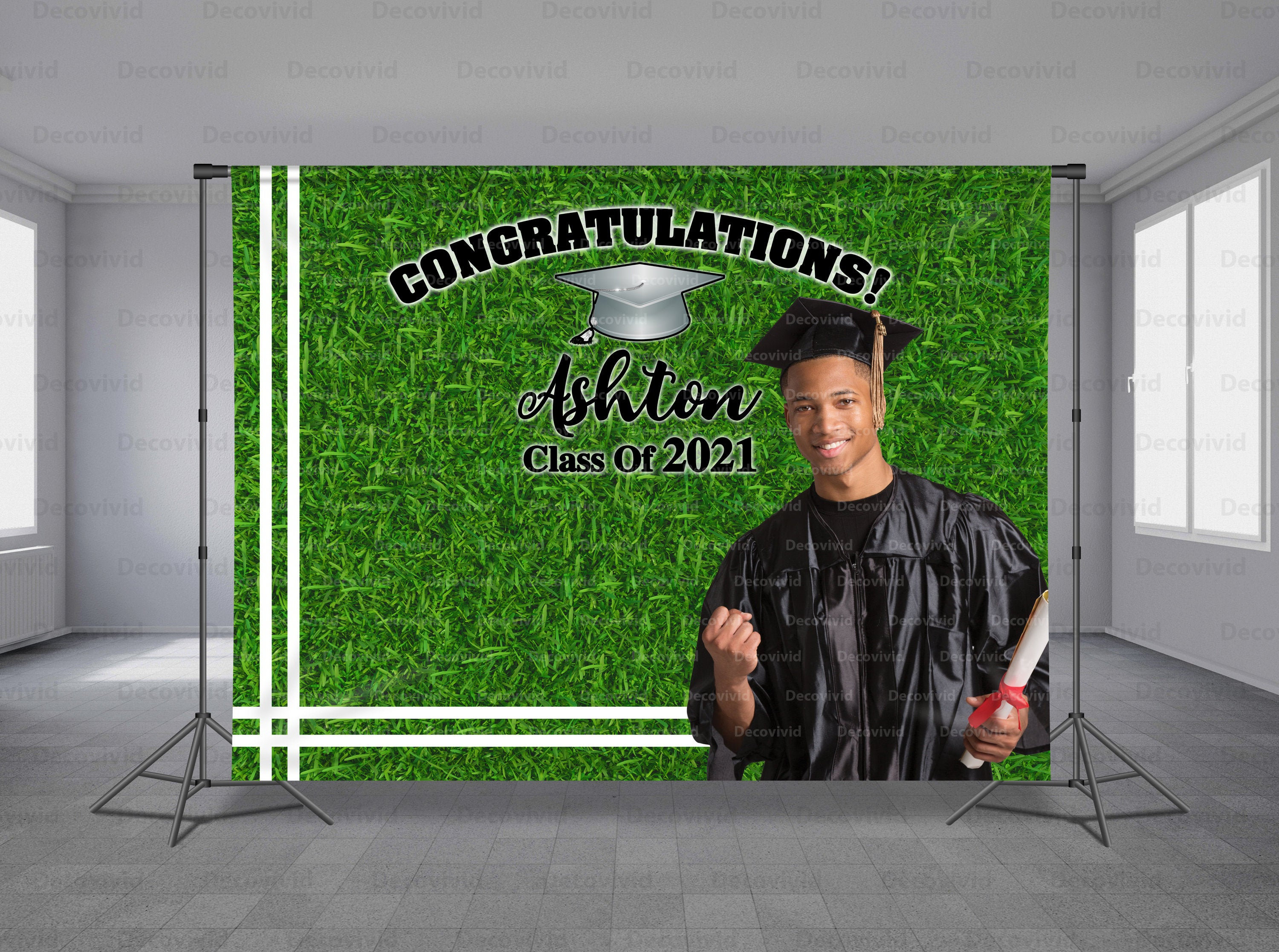 Graduation Step and Repeat Party Backdrop, Green Grass Background ...