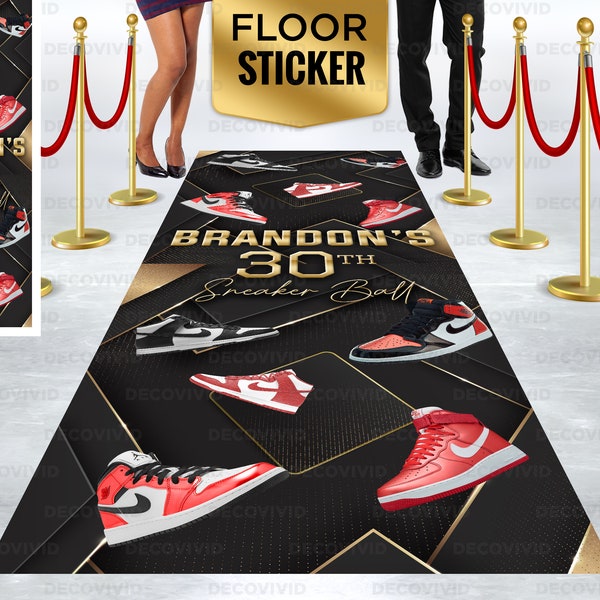 Red Sneaker Ball, Gala, Champagne Bottle, Vinyl Sticker, Shoes Decor, Aisle Runner, Floor Decal, Personalized, Girl Theme