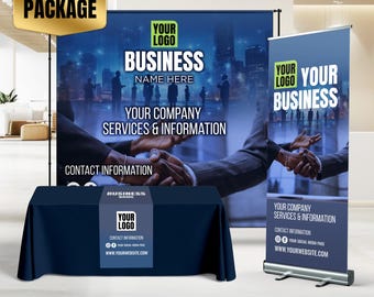 Pop Up Business Bundle, Backdrop Banner, Table Runner, Retractable Banner, Pop Up Shop, Trade Show Package, Roll Up Banner, Table Throw