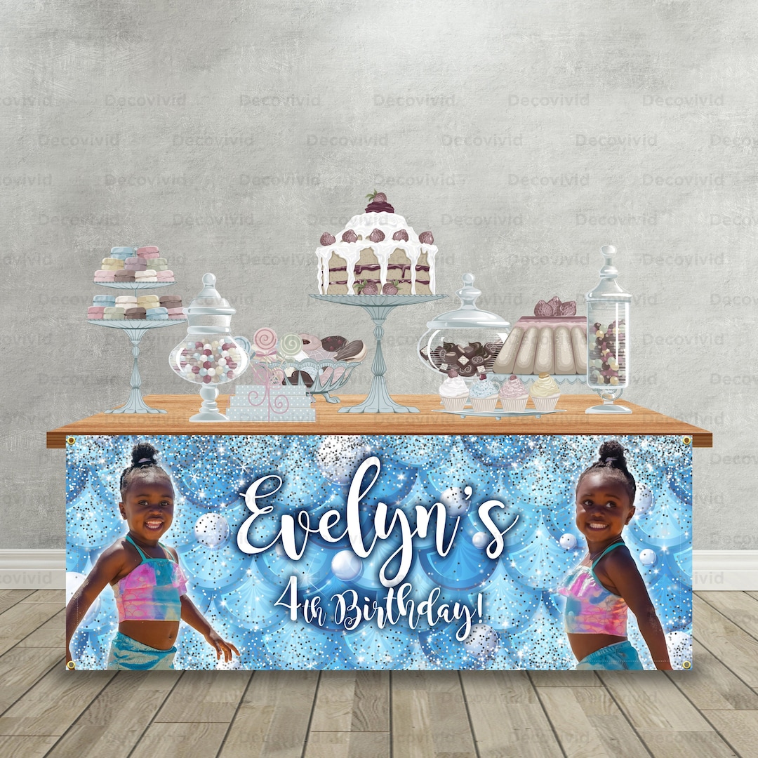 Birthday Table Front Banner Custom Photo Personalized Step Etsy