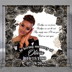 Heavenly Memorial Backdrop Banner, Funeral Background, Black and White, In Memory Of, Dove Flying, Photo Booth, Step Repeat, Any Size Banner