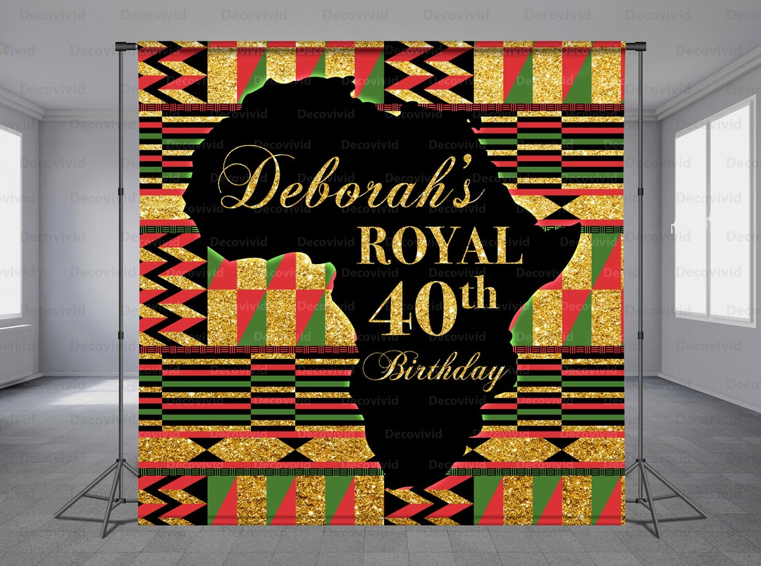 Africa Map Birthday Backdrop, African Background, Holiday, Gold Design