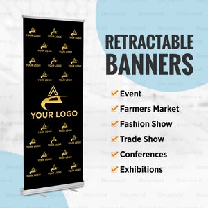 Business Retractable Banner, Roll Up Banner, Custom Banner Sign, Pop Up Shop Banner, Trade Show Sign, Banner Stand, Social Media Banner