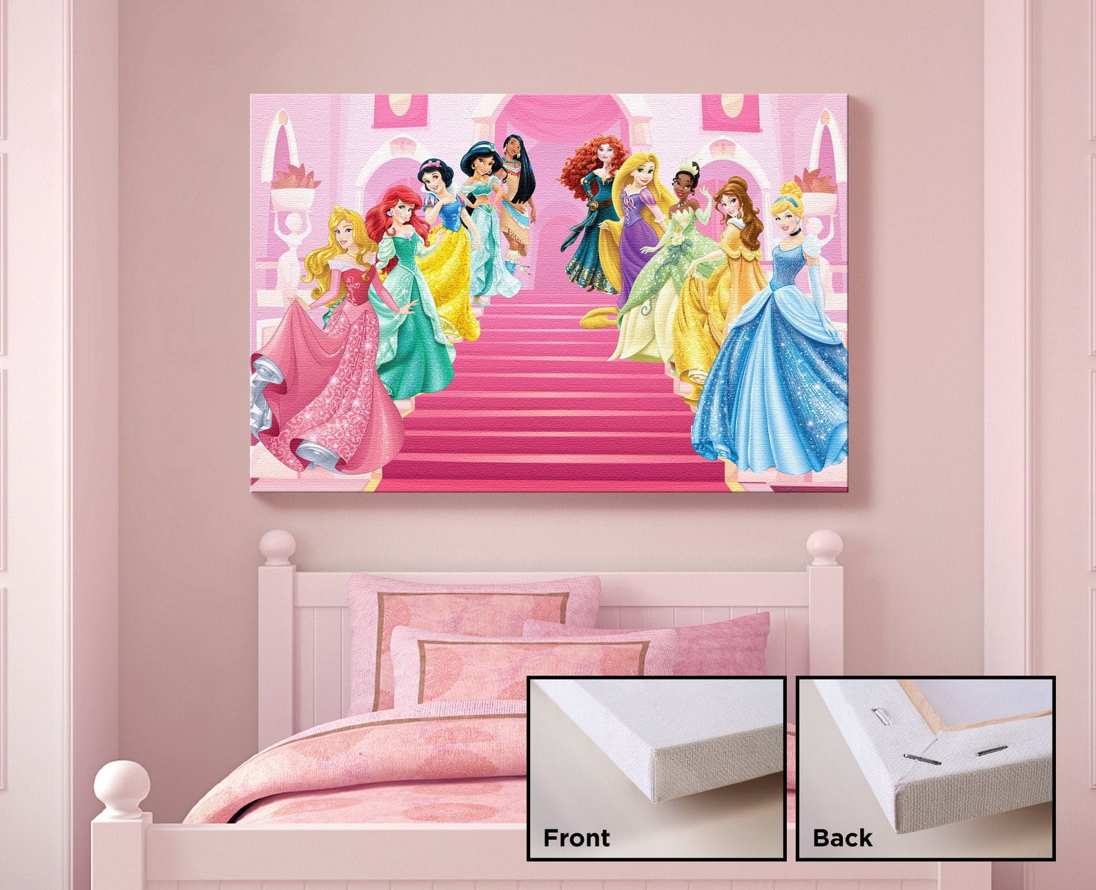 Disney Princess Canvas Print Kid Bedroom Wall Art Gift Idea Etsy