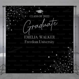 Graduation Backdrop, Add Your Photo, Step and Repeat Grad, Prom, College, Grad Photo Booth, Glitter Confetti, Custom Design, Any Size Banner