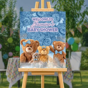 Teddy Bear Baby Shower Welcome Sign, Custom Design, Personalized, Gender Neutral Baby Shower, Welcome Poster Board, Printed on Foam Board