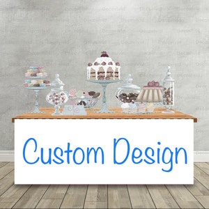 Custom Design Birthday Table Front Banner, Match your Backdrop, Party Supplies, Personalized, Vinyl Table Cloth, Any Size Banner