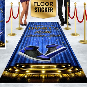 Sneaker Ball Aisle Runner, Custom, Floor Decal Sticker, Gold, Personalized Aisle Runner, Removable Floor Vinyl Sticker, Sweet Sixteen decor